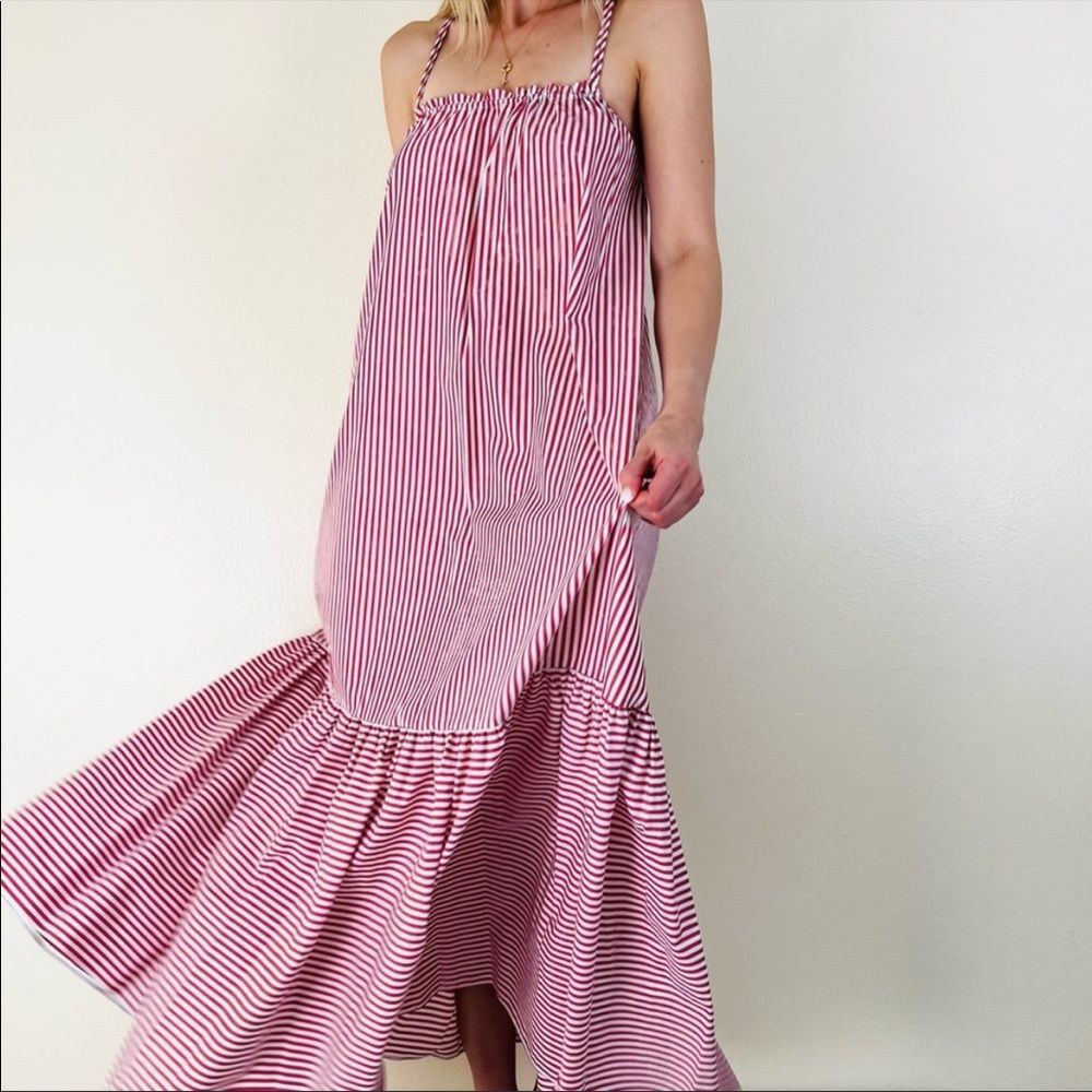 Zara Striped Criss Back Poplin Cotton Dress